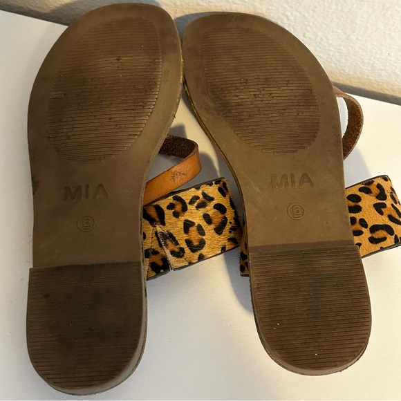 MIA leopard print genuine leather pony hair sandals size 6 spring summer beach - Picture 8 of 8